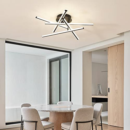 YEEZONE Modern LED Ceiling Light, LED Flush Mount Light, with Memory Remote Control Dimmable 3000K-6500K for Dining Room, Living Room, Kitchen, Bedroom, Office (Black)