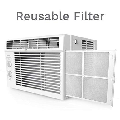 hOmeLabs Window Air Conditioner 5000 BTU - Easy Mechanical Control Compact AC Unit with Washable Reusable Filter, 2 Cooling Speeds, 2 Fan Speeds - Ideal for Bedroom and Rooms up to 150 Sq. Ft.