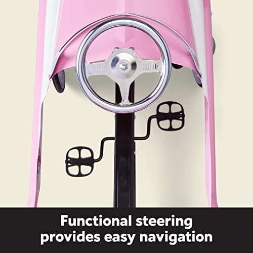Kid Trax Toddler Classic Pedal Car, Kids 3-5 Years Old, Max Weight 59 lbs, Durable Steel, Large, Pink