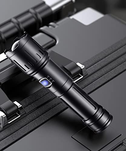 JAY-PARK Flashlights High Lumens Rechargeable, 100000 Lumen Super Bright LED Flashlight Powerful, Handheld USB-C Flashlights Zoomable, High Power Tactical Flash Light for Emergencies, Camping, Daily