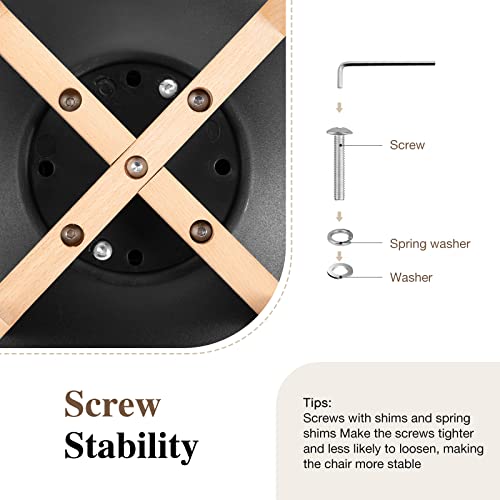 OLIXIS Dining Chairs Set of 4, Mid-Century Modern Dining Chairs with Wood Legs and PU Leather Cushion, Kitchen Chairs for Living Room Bedroom Outdoor Lounge, Black