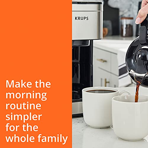 Krups Simply Brew Stainless Steel Drip Coffee Maker 5 Cup 650 Watts Coffee Filter, Drip Free, Dishwasher Safe Pot, Compact Silver and Black