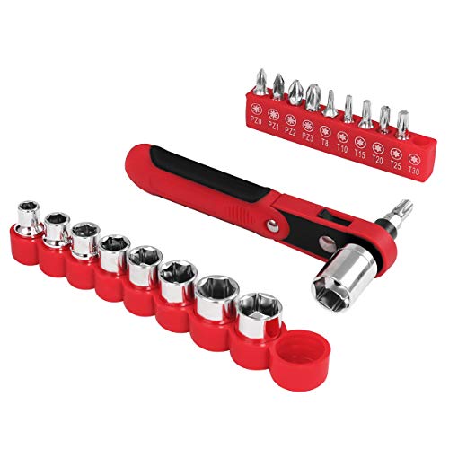 100 Piece Home Repair Tool Kit,EXCITED WORK General House Hand Tool Set with Plastic Storage Case- Socket Wrench Hammer