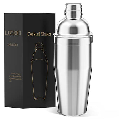 LUCKYGOOBO Cocktail Shaker,24 oz Martini Shaker,Drink Shaker Built-in Strainer,Professional Stainless Steel Margarita Mixer,Bartender Kit Gifts.
