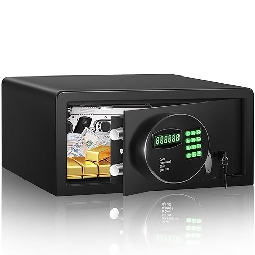 1.25 Cu ft Home Safe Fireproof Waterproof, Hotel Safe Box with Programmable Electronic Keypad & Spare Keys, Steel Security Safe with USB Port, Fireproof Safe for Laptop A4 Documents Jewelry Medicine