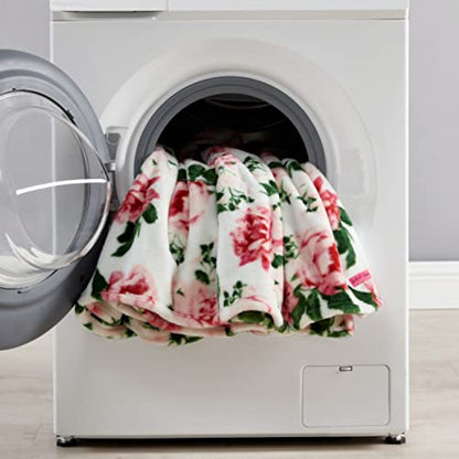Betsey Johnson- Twin Blanket, Ultra Soft & Cozy Plush Home Décor, All Season Bedding (Blooming Roses White, Twin)