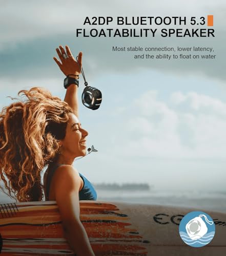 Waterproof Bluetooth Speaker IPX7, Shower Speaker with Multi-Color Light,Floating, Loud HD Stereo Sound, Robust Bass, Portable Speaker with 24H Playtime for Kayak Canoe Beach Trip, Gifts for Men,Women