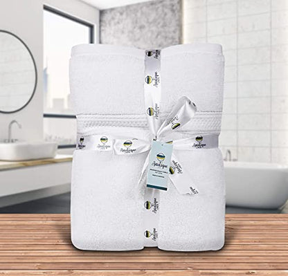 Asiatique Linen – Premium 650 GSM Luxury 8 Piece Bath Towels Set – 100% Ring Spun Cotton Towels for Bathroom – 2 Bath Towels, 2 Hand Towels, and 4 Washcloths – Ideal for Home, Spa & Hotel