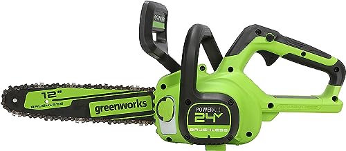 Greenworks 24V 12" Brushless Cordless Compact Chainsaw (Great For Storm Clean-Up, Pruning, and Firewood / 125+ Compatible Tools), Tool Only