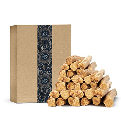 Ola Blue Premium Palo Santo Sticks Bulk (1Pound) high Resin Peruvian Authentic - substantially harvested Hand Picked Incense Sticks Energy Cleansing Smudging Sticks – Natural (Holy Wood)