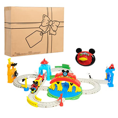 Disney Junior Mickey Mouse Around Town Track Set, 40-piece Remote Control Toy Train, Officially Licensed Kids Toys for Ages 3 Up, Gifts and Presents, Amazon Exclusive