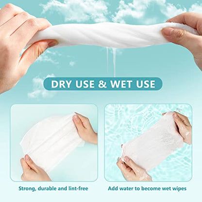 HOMEXCEL Makeup Remover Wipes, Disposable Face Towels 6 Pack, Facial Wash Cloths, Unscented Facial Tissues 100% Biodegradable, Dry and Wet Use for Baby Adult Sensitive Skin（600 Count）