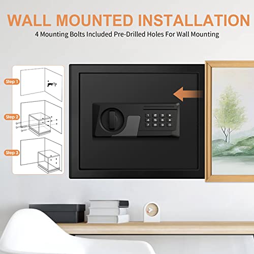 1.3 Cu ft Home Safe Fireproof Waterproof, Digital Home Security Safe Box with Combination Lock and Removable Shelf, Fireproof Document Safe for Home Money Firearm Medicines