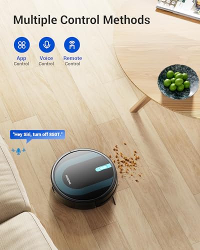 Proscenic 850T Robot Vacuum and Mop Combo, WiFi/App/Alexa/Siri Control, Robotic Vacuum Cleaner with Gyro Navigation, Boundary Strip Included, Self-Charging, Slim, Good for Hard Floor, Pet Hair, Carpet