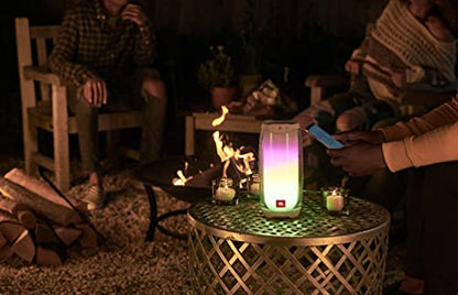 JBL Pulse 4 - Portable Bluetooth Speaker with 360 degrees LED lights, powerful sound and deep bass, IPX7 waterproof, 12 hours of playtime, JBL PartyBoost for multiple speaker pairing (White)
