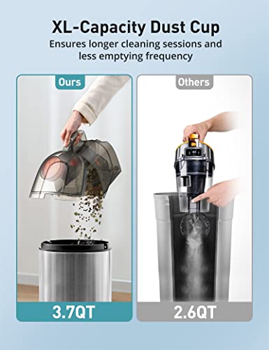 Aspiron Canister Vacuum Cleaner, 1200W Lightweight Bagless Vacuum Cleaner, 3.7QT Capacity, Automatic Cord Rewind, 5 Tools, HEPA Filter, Pet Friendly Vacuum Cleaner for Hard Floors, Pet Hair, Carpet