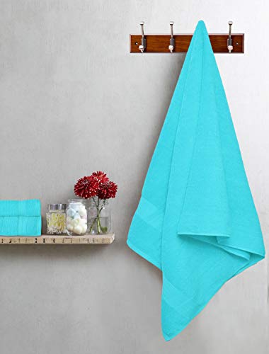GLAMBURG Ultra Soft 8-Piece Towel Set -100% Pure Ringspun Cotton, Contains 2 Oversized Bath Towels 27x54, 2 Hand Towels 16x28, 4 Wash Cloths 13x13 - Ideal for Everyday use, Hotel & Spa -Turquoise Blue