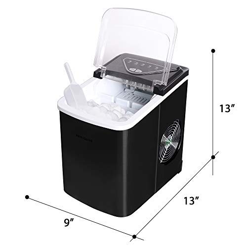 Frigidaire EFIC123-SSBLACK Compact Countertop Ice Maker, 26lbs of Ice per day, Black Stainless