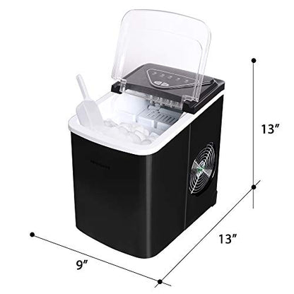 Frigidaire EFIC123-SSBLACK Compact Countertop Ice Maker, 26lbs of Ice per day, Black Stainless