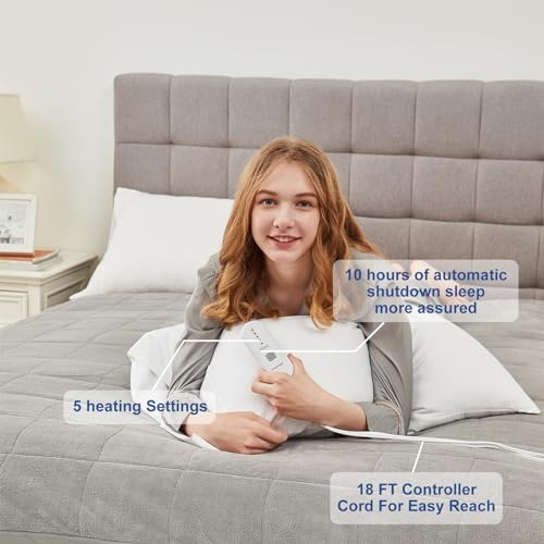 Guohaoi Heated Mattress Pad Full Size - Coral Fleece Electric Heated Mattress Pad with Single Controller, 5 Heat Setting, 10-Hour Auto-Off，Perfect for Cold Sleepers-Fits 21 inches, 75''x54''