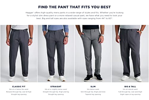Haggar Men's Iron Free Premium Khaki Straight Fit Flat Front Flex Waist Casual Pant, Black, 30 x 32