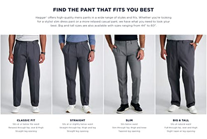 Haggar Men's Iron Free Premium Khaki Straight Fit Flat Front Flex Waist Casual Pant, Black, 30 x 32
