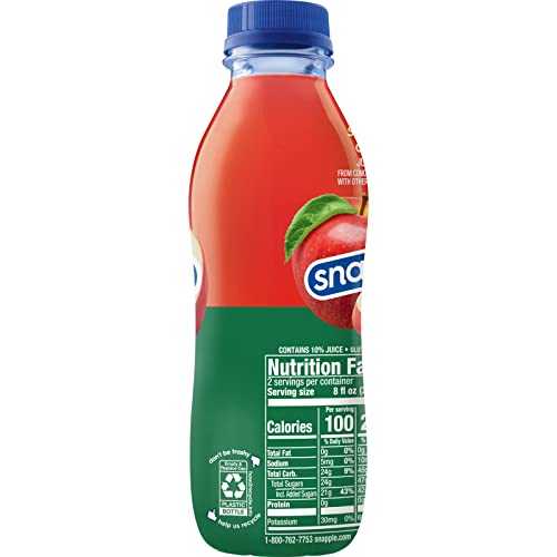 Snapple Apple Juice Drink, 16 fl oz recycled plastic bottle, Pack of 12