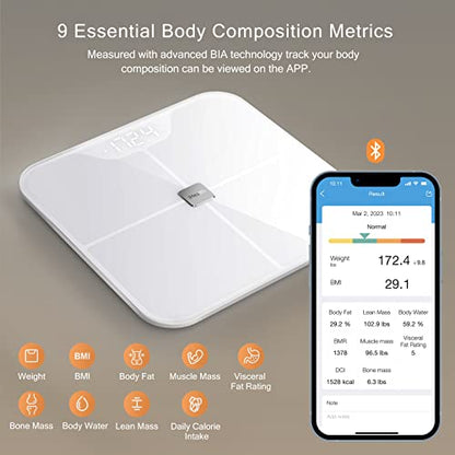 iHealth Nexus Smart Scale for Body Weight Bluetooth, Digital Bathroom Scale Body Fat and Muscle, Body Composition Monitor Health Analyzer for BMI Compatible for iOS & Android Accurate to 0.1lb-White