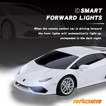 RÄDER Licensed RC Series,R/C 1:24 Lambo HURAC LP610-4 Remote Control Car, Electric Sport Racing Hobby Toy Car, Model Vehicle for Boys and Girls Teens and Adults Gift White