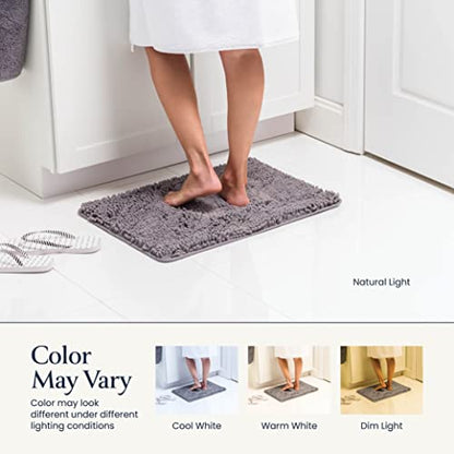 2 Piece Bathroom Rugs Bath Mat Set - Soft Plush Chenille Shower Mats for Bathroom Durable Bath Rug with Rubber Backing, Ultra Absorbent Bath Rugs, Bathtub Mat, Bathroom Rug Mats - 30x20 + 24x17 Inch
