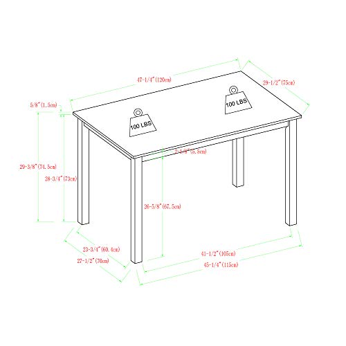 Walker Edison 4 Person Modern Farmhouse Wood Small Dining Table Dining Room Kitchen Table Set Dining 4 X Chairs Set, 48 Inch, White and Grey