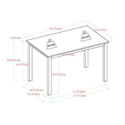 Walker Edison 4 Person Modern Farmhouse Wood Small Dining Table Dining Room Kitchen Table Set Dining 4 X Chairs Set, 48 Inch, White and Grey