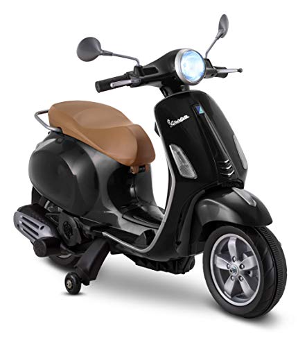Kid Trax Toddler Vespa Scooter Electric Ride On Toy, 3-5 Years Old, 6 Volt, Max Weight 60 lbs, Black, 6V (KT1419AZA)