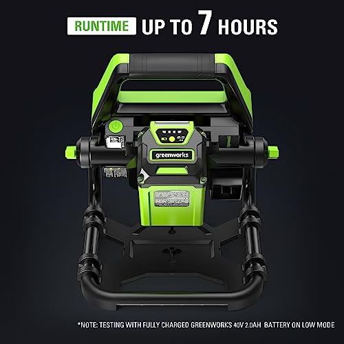 Greenworks 40V (AC/DC) 2000-Lumen LED Work Light, 360° Head Rotation, Tripod Mountable, Portable, Indoor/Outdoor Light, Flood Light, Tool-Only