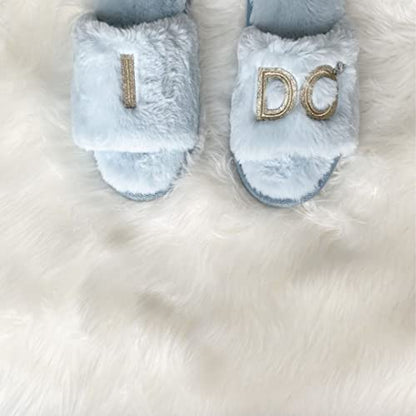 Dearfoams Women's Bridal I Do & I Do Crew Giftable Slide Slipper, I Do Blue, Large