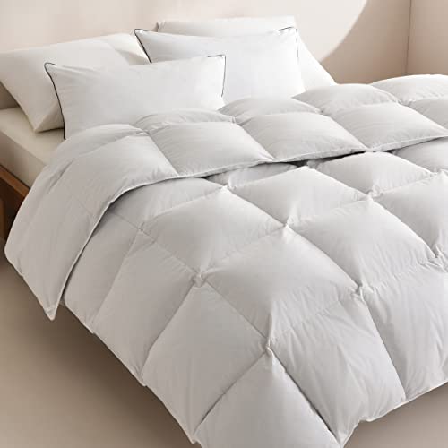 Saisier Feather Down Comforter Twin Size 68x90 Inch Premium Down Duvet Insert, All Season Medium Warmth White Hotel Bedding Comforter Cotton-Poly Cover with 8 Corner Tabs