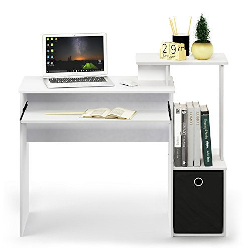 Furinno Econ Multipurpose Home Office Computer Writing Desk, White/Black