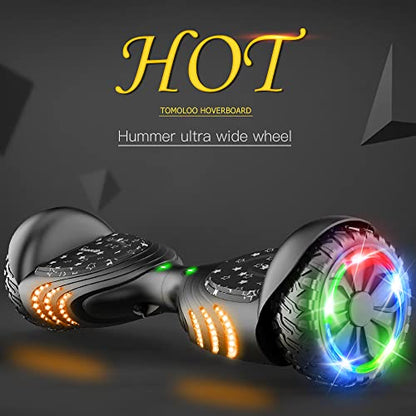 TOMOLOO Hoverboards for Kids Ages 6-12, 6.5" Two-Wheel All Terrain Off Road Hoverboard for Adults Hover Board All Terrain Bluetooth and LED with Music Speaker- colorful RGB light