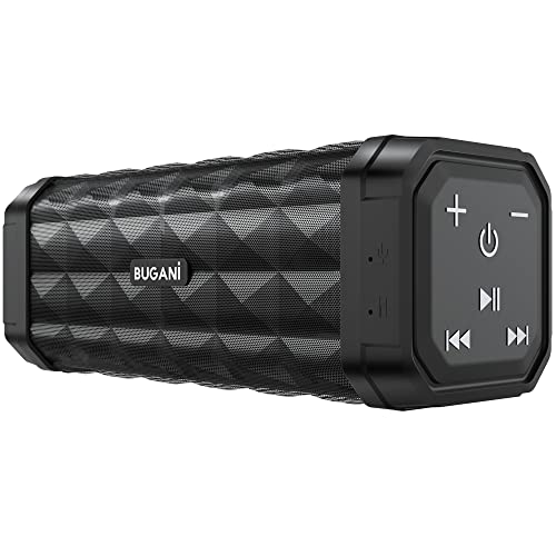 Bluetooth Speakers BUGANI Portable Bluetooth Speaker, 100ft Wireless Range, Louder Volume, Stereo Sound, Amazing Bass 24H Playtime, IPX5, Built-in Mic, Wireless Speaker for Home, Outdoor, Travel
