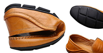 MOHEM Men's Premium Genuine Leather Fashion Slipper Casual Slip On Loafers Shoes(MH20138Black45)