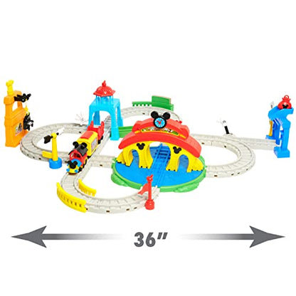 Disney Junior Mickey Mouse Around Town Track Set, 40-piece Remote Control Toy Train, Officially Licensed Kids Toys for Ages 3 Up, Gifts and Presents, Amazon Exclusive