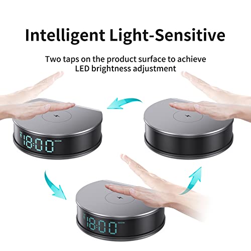 LIZVIE Alarm Clocks for Bedrooms,Wireless Charging Alarm Clock, LED Display Bedroom Alarm Clock,15W Fast Wireless Charger with USB Port,Wireless Charging Station for Apple, Android, Samsung Etc.