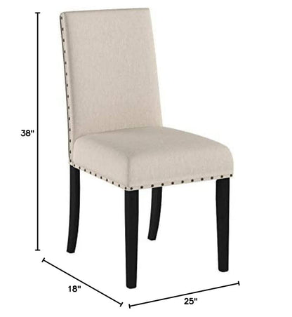 Roundhill Furniture Biony Tan Fabric Dining Chairs with Nailhead Trim, Set of 2, Brown, Tan