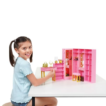 Mini Brands Mini Fashion Dream Wardrobe by ZURU with Exclusive Metallic Mini Fashion Bag and 25+ Storage Areas to Hold Doll Accessories Gift