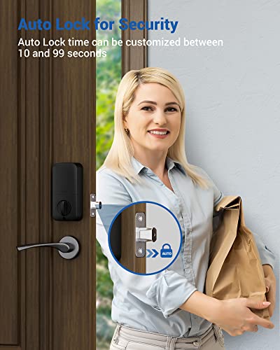 Veise Keyless Entry Door Lock, Electronic Keypad Deadbolt Lock, Auto Lock, 20 User Codes, 1 Touch Locking, Anti-Peeking Password, Easy Installation Design, Satin Nickel