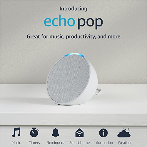 Introducing Echo Pop | Full sound compact smart speaker with Alexa | Glacier White