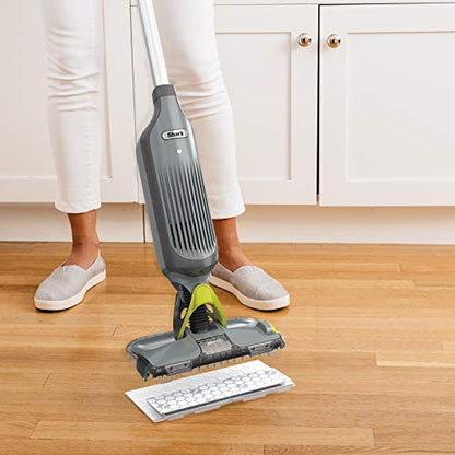 Shark VM252 VACMOP Pro Cordless Hard Floor Vacuum Mop with LED Headlights, 4 Disposable Pads & 12 oz. Cleaning Solution, Charcoal Gray