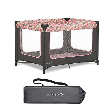 Dream On Me Zodiak Portable Playard in Grey and Pink, Lightweight, Packable and Easy Setup Baby Playard, Breathable Mesh Sides and Soft Fabric - Comes with a Removable Padded Mat