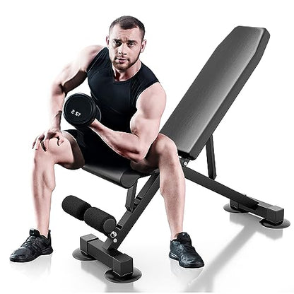 Wesfital Weight Bench Workout Bench for Incline Decline Exercise 500LBS Weight Capacity Home Gym Bench Fast Folding