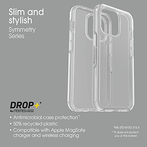 OtterBox iPhone 13 Pro (ONLY) Symmetry Series Case - CLEAR, ultra-sleek, wireless charging compatible, raised edges protect camera & screen